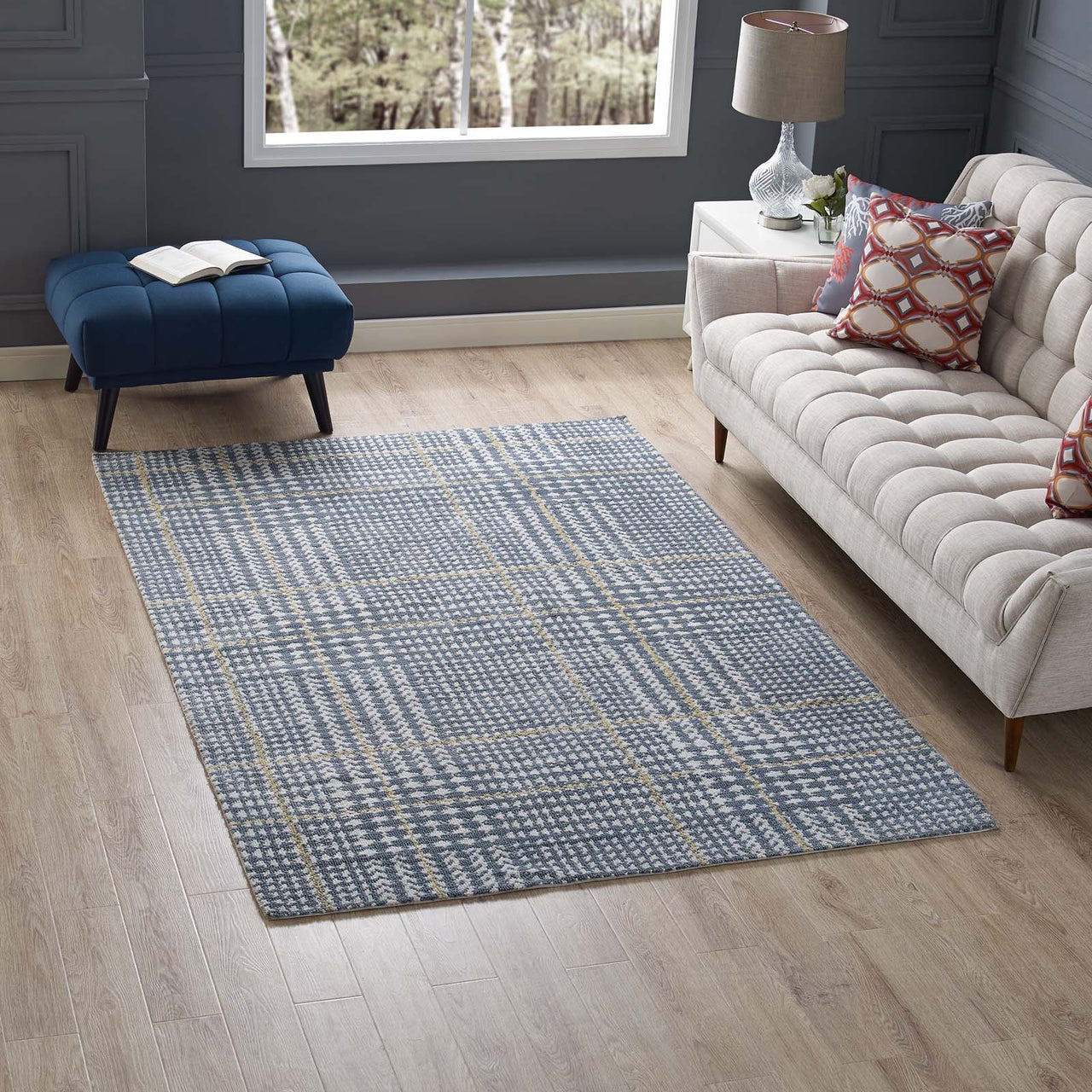 Macroverse 5x8 Area Rug, Blue & Yellow