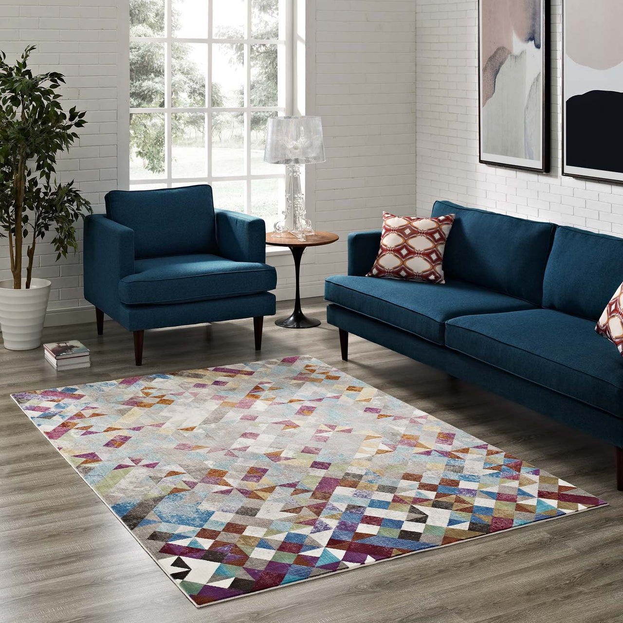 Temporal Glitch 4x6 Area Rug, Multicolor