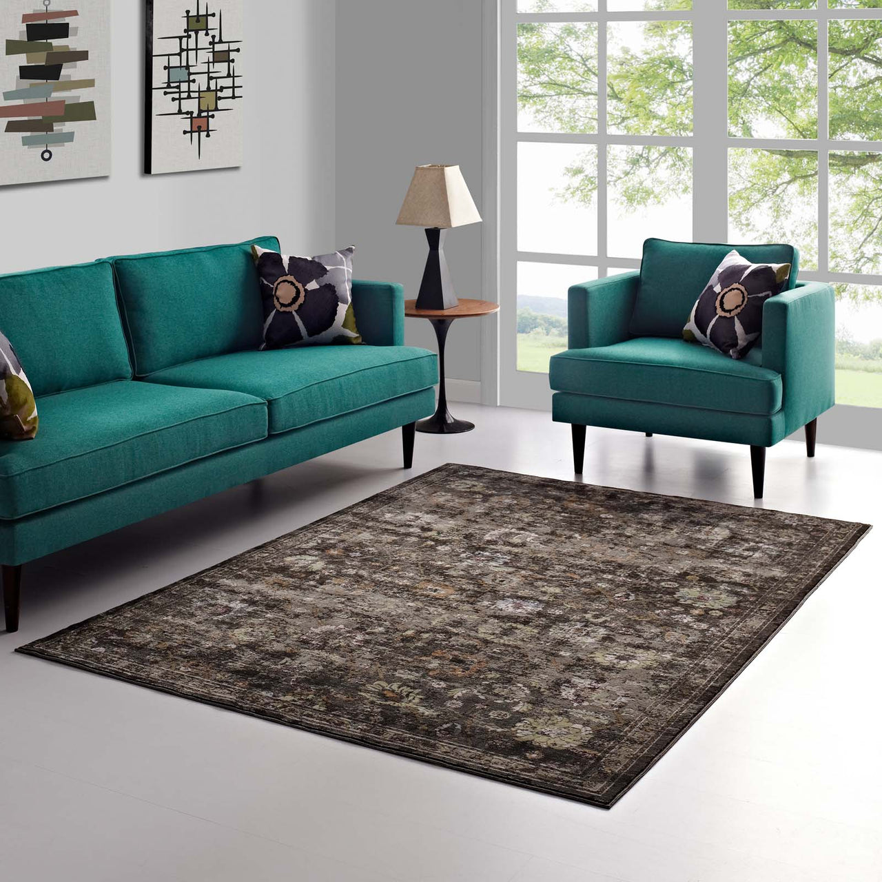 Archetype 4x6 Area Rug, Black, Yellow and Orange