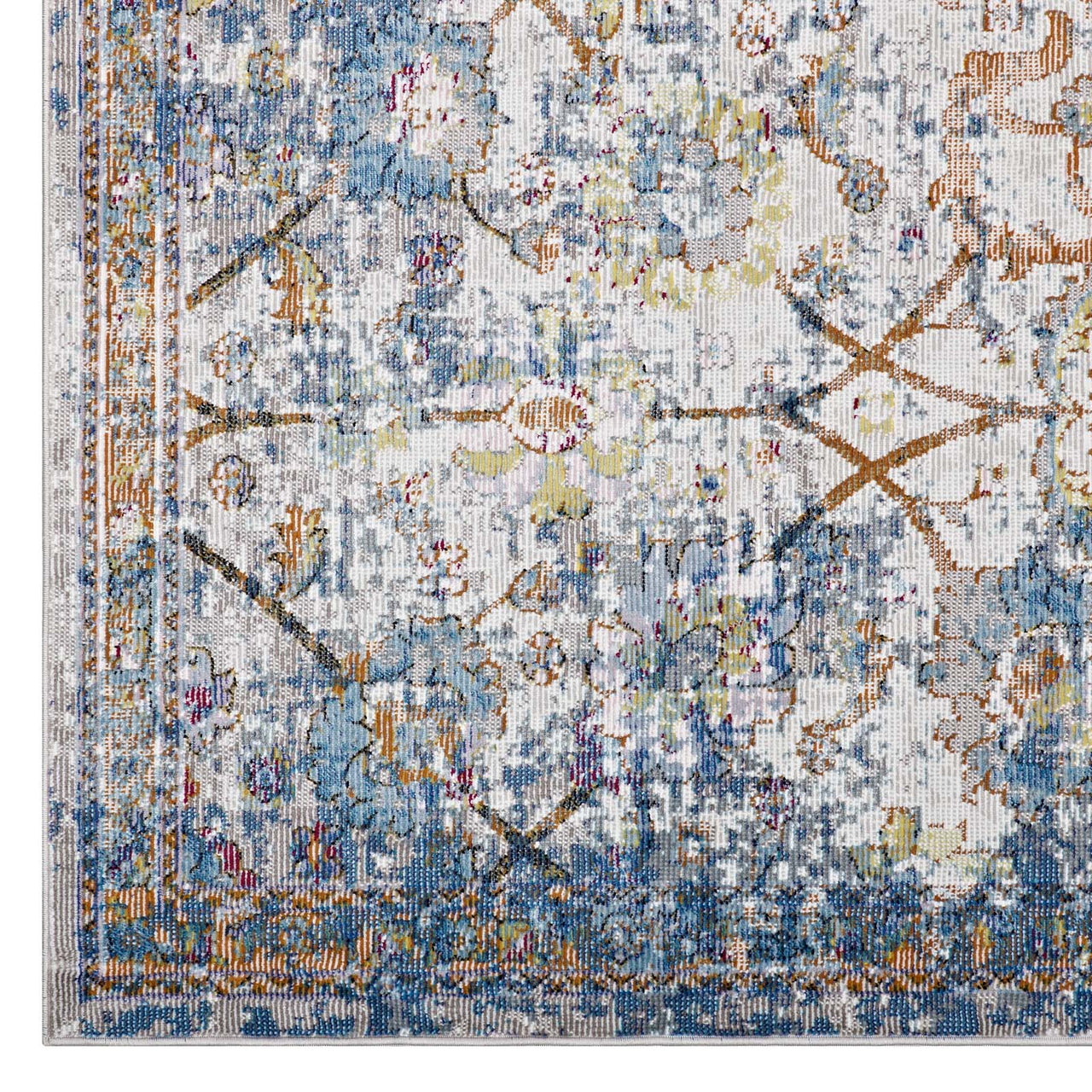 Archetype 4x6 Area Rug, Light Blue, Yellow and Orange