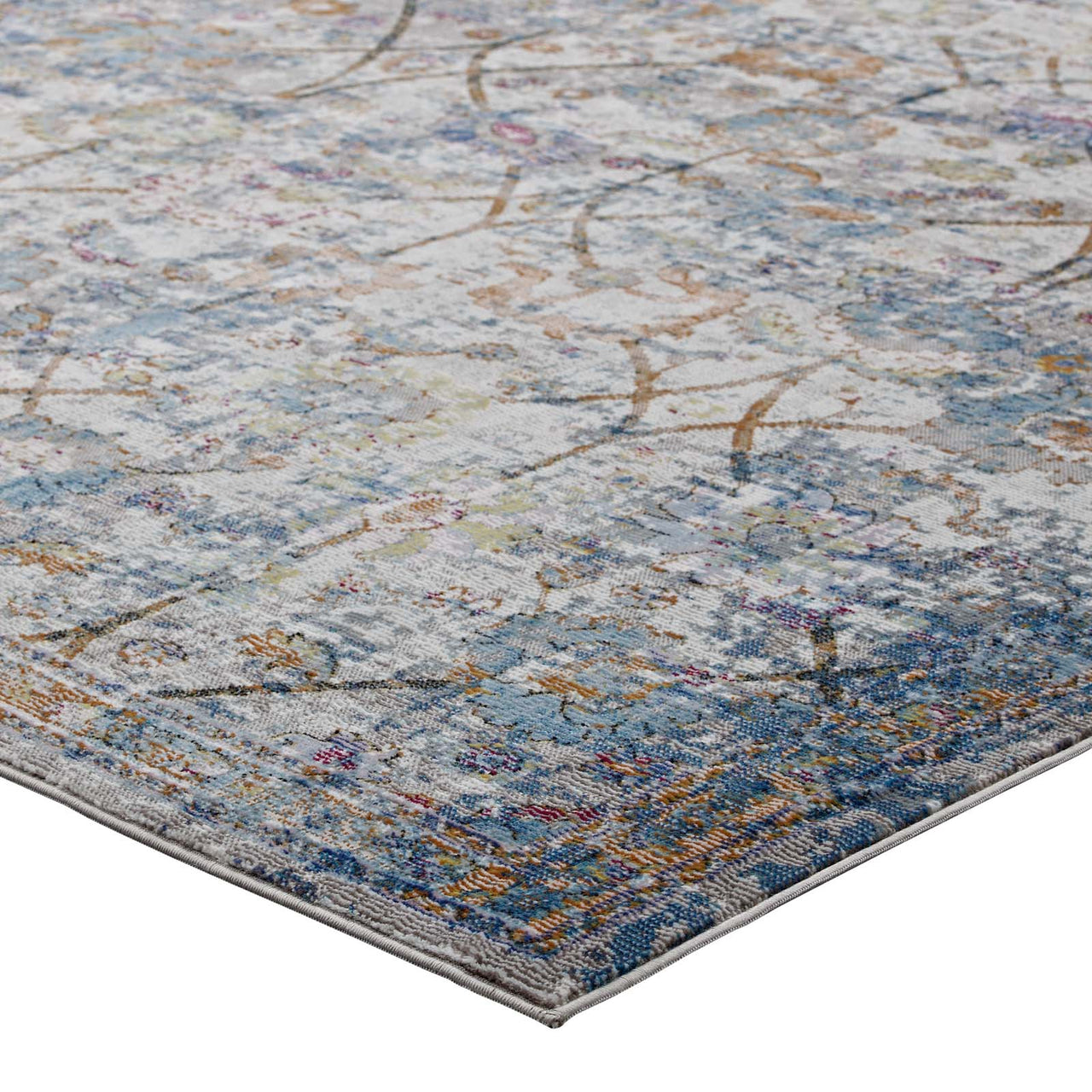 Archetype 4x6 Area Rug, Light Blue, Yellow and Orange