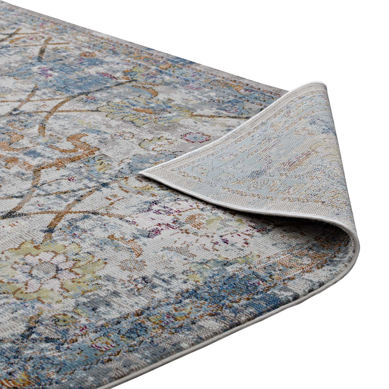 Archetype 4x6 Area Rug, Light Blue, Yellow and Orange