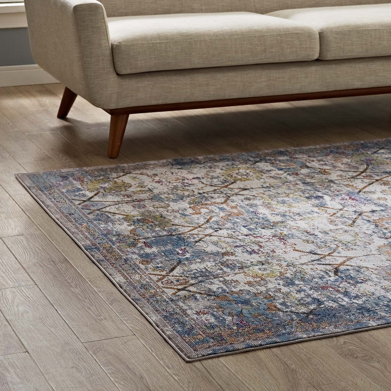 Archetype 8x10 Area Rug, Light Blue, Yellow and Orange