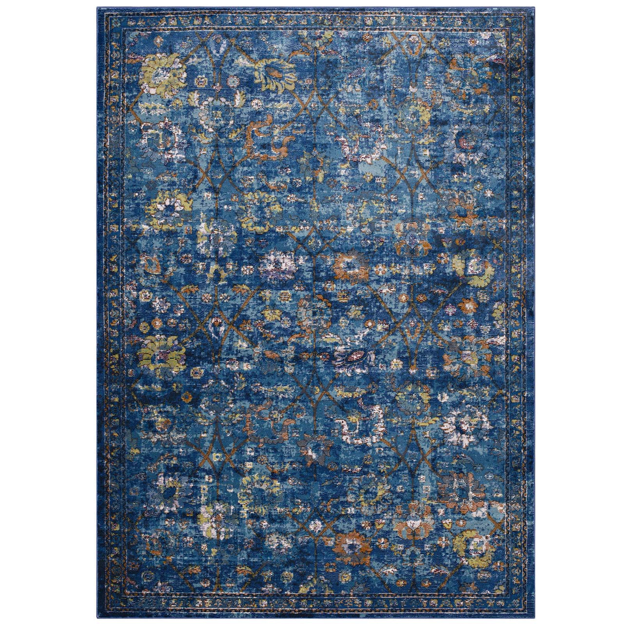 Archetype 8x10 Area Rug, Dark Blue, Yellow and Orange
