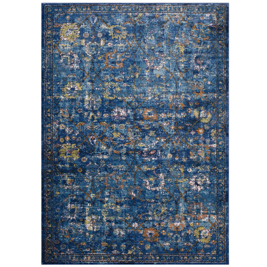 Archetype 8x10 Area Rug, Dark Blue, Yellow and Orange