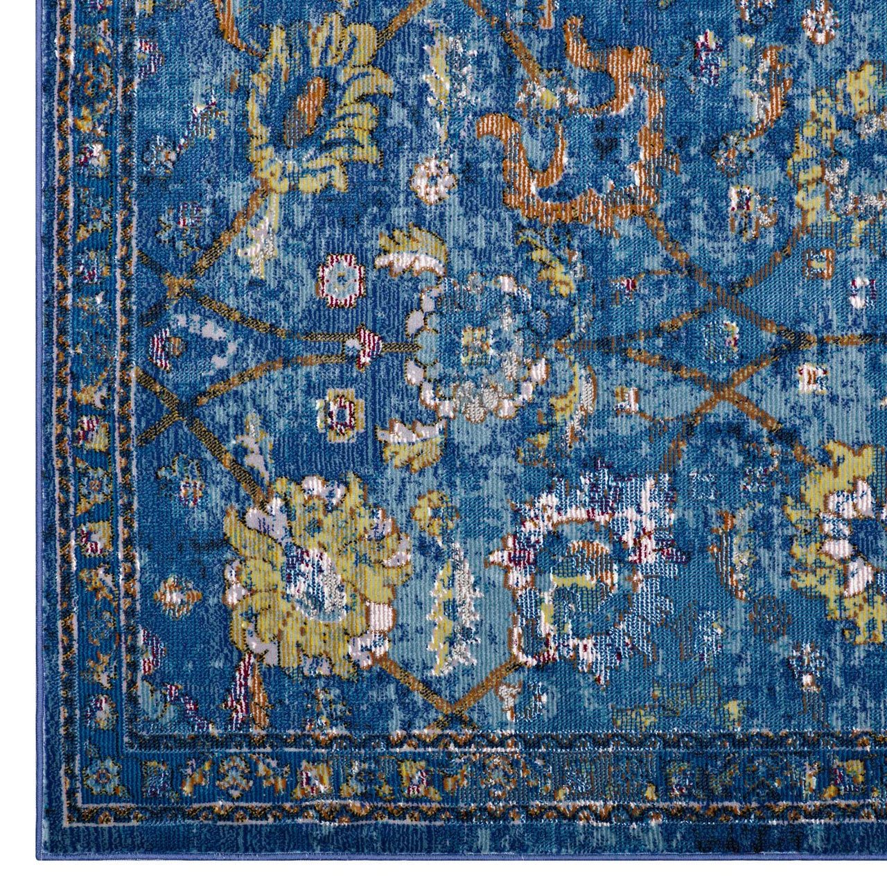Archetype 8x10 Area Rug, Dark Blue, Yellow and Orange