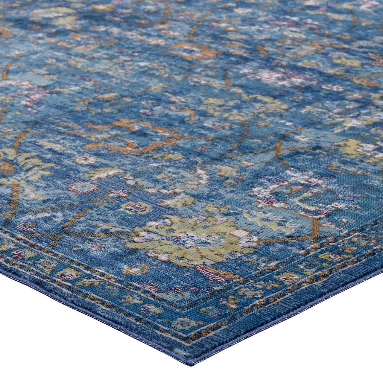 Archetype 8x10 Area Rug, Dark Blue, Yellow and Orange
