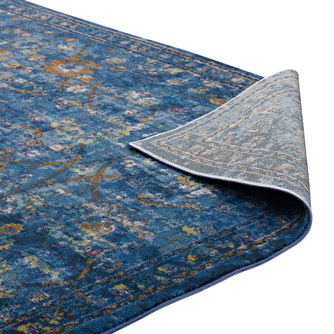 Archetype 8x10 Area Rug, Dark Blue, Yellow and Orange