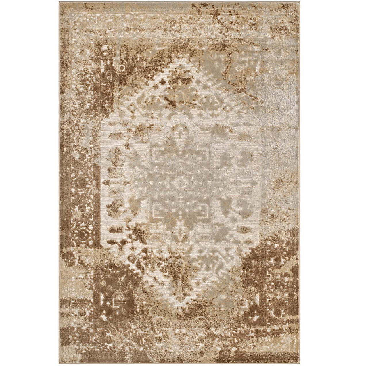 Crystallized Gaia 5x8 Area Rug, Tan & Cream