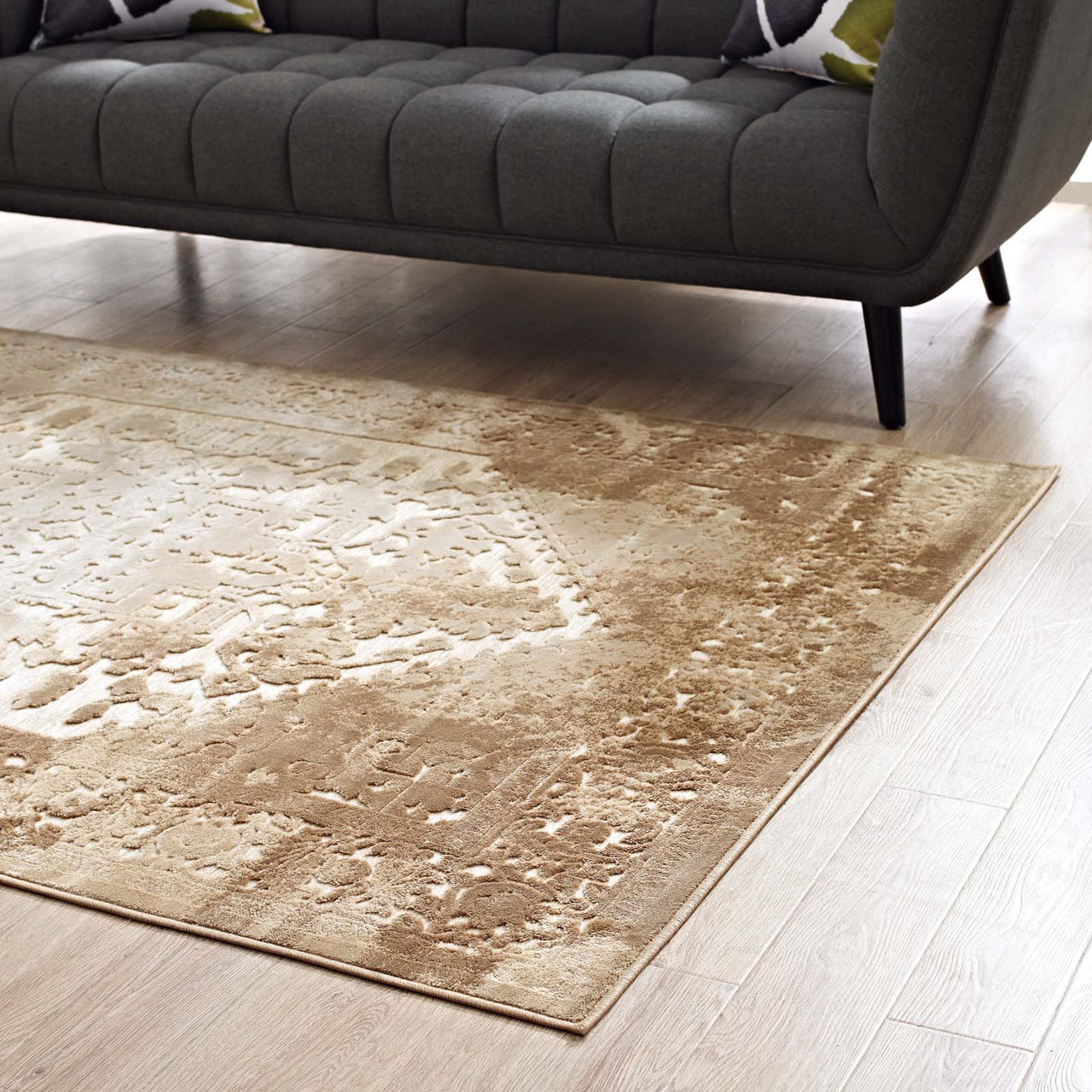 Crystallized Gaia 5x8 Area Rug, Tan & Cream