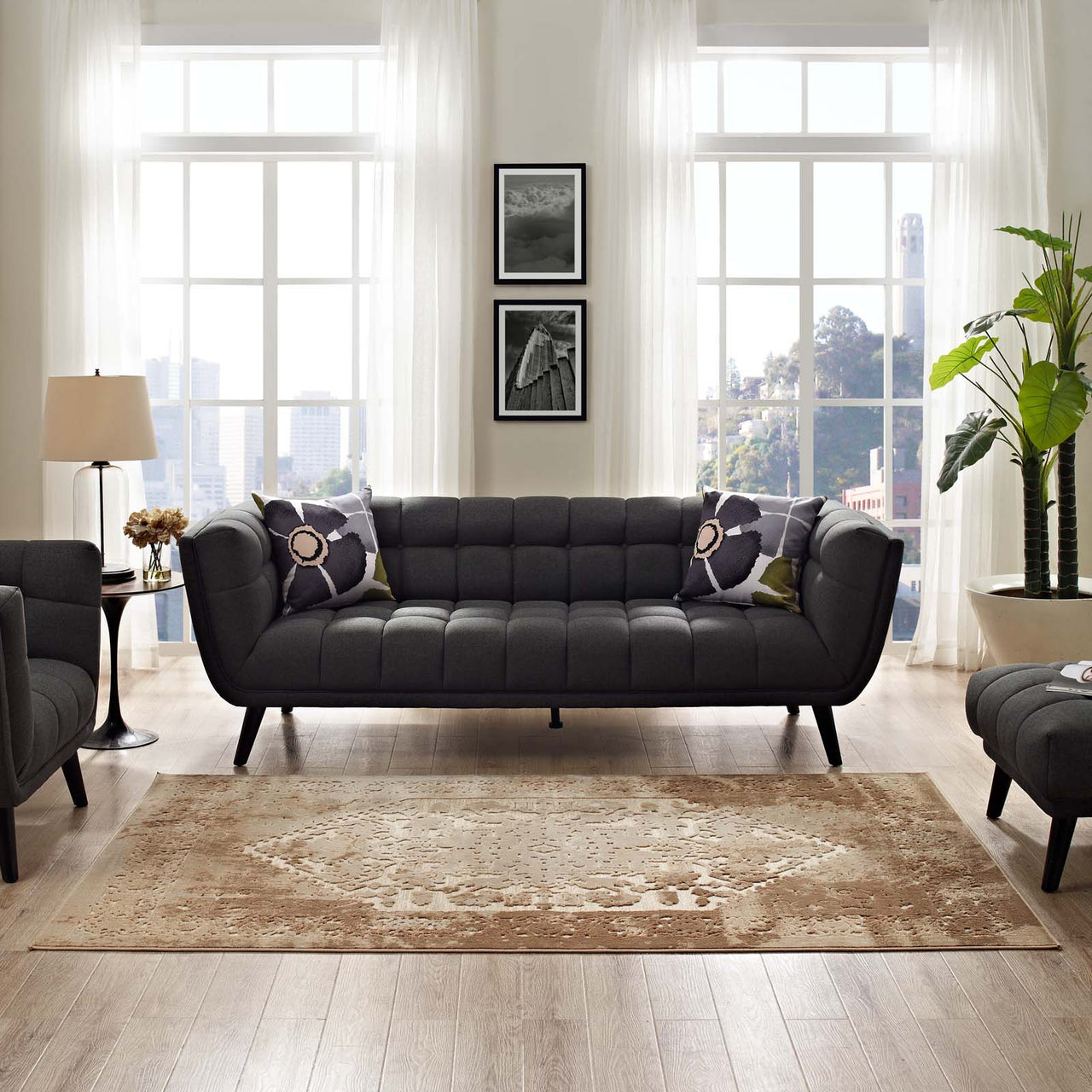 Crystallized Gaia 5x8 Area Rug, Tan & Cream