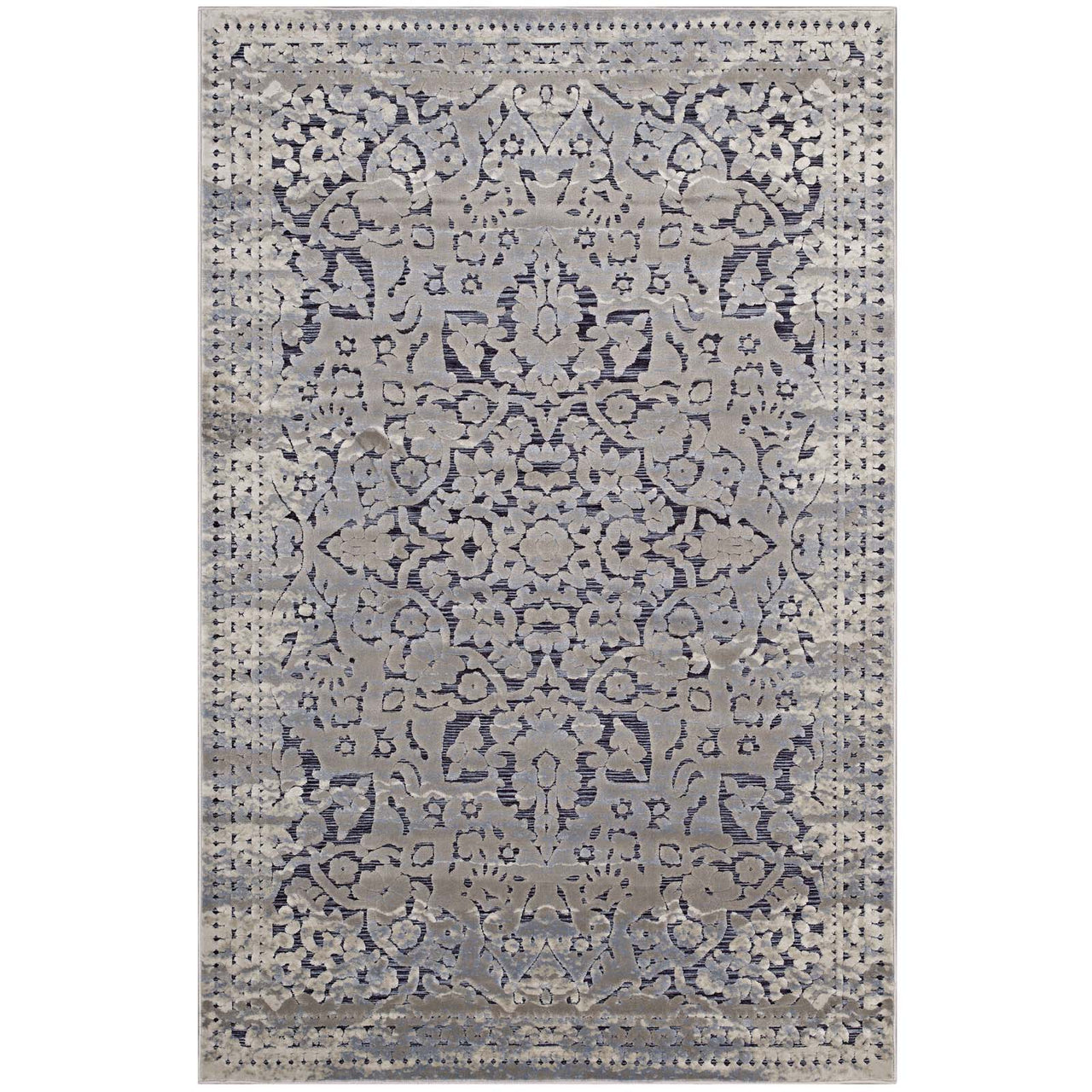Focused Mind 5x8 Area Rug, Blue & Cream
