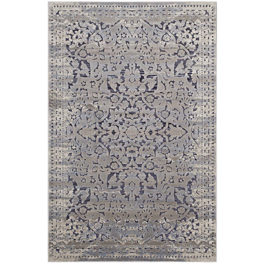 Focused Mind 5x8 Area Rug, Blue & Cream