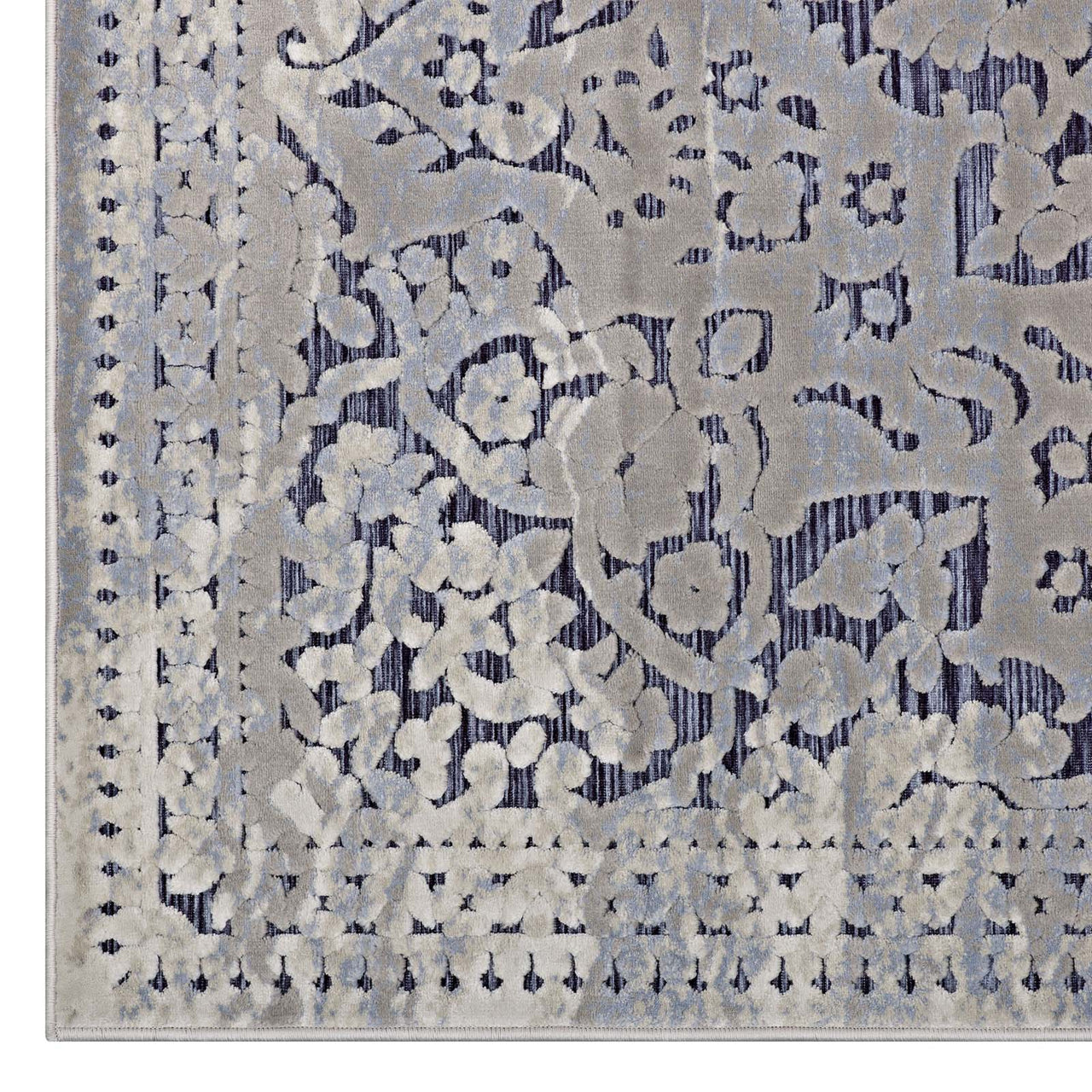 Focused Mind 5x8 Area Rug, Blue & Cream