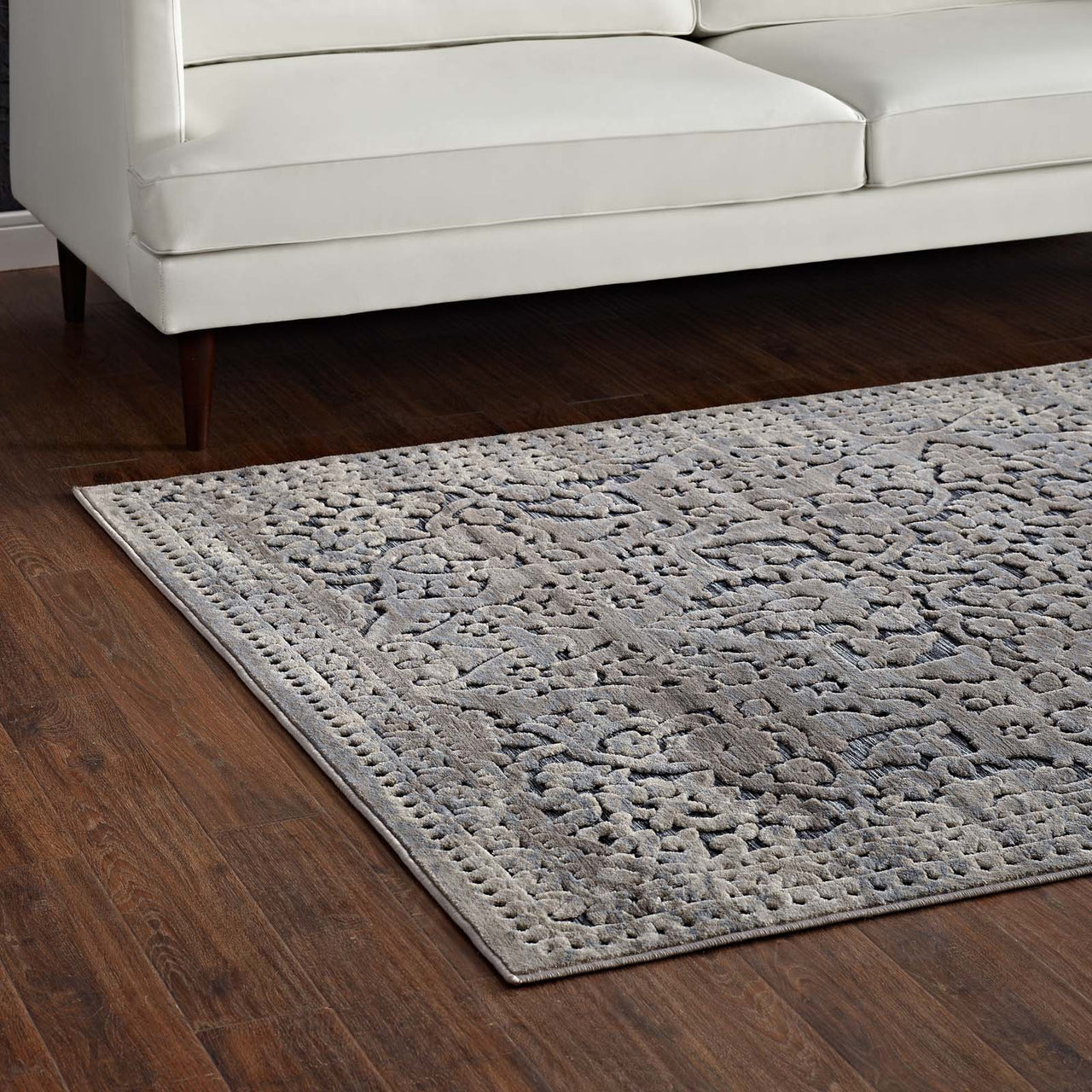 Focused Mind 5x8 Area Rug, Blue & Cream