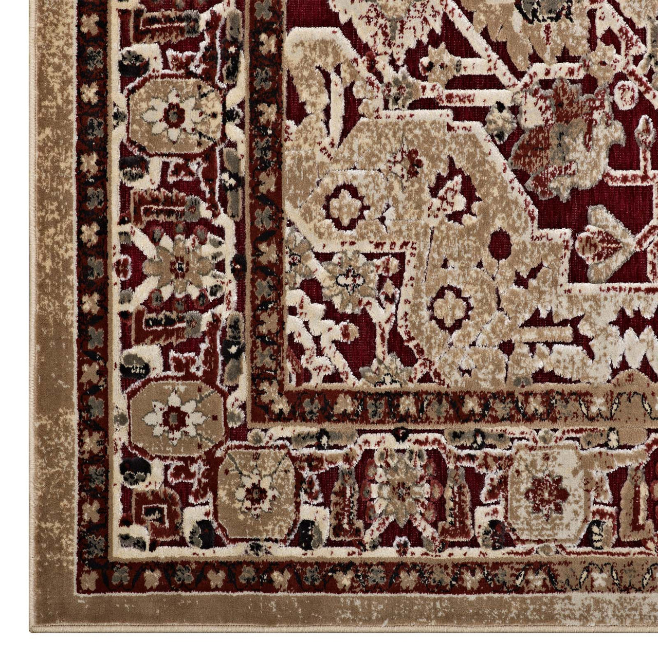 Grenadine Burst 5x8 Area Rug, Burgundy & Tan
