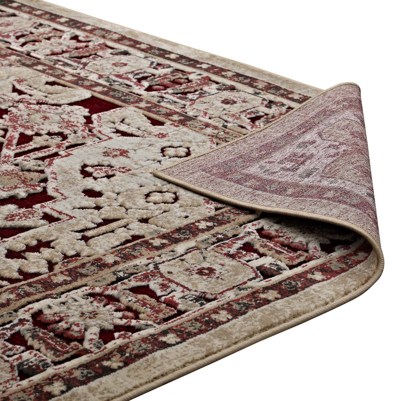 Grenadine Burst 5x8 Area Rug, Burgundy & Tan
