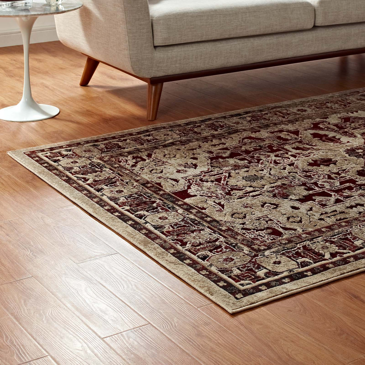 Grenadine Burst 5x8 Area Rug, Burgundy & Tan