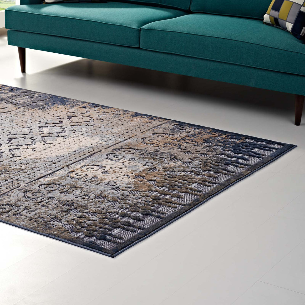 Mist Horizon 5X8 Area Rug, Blue & Cream