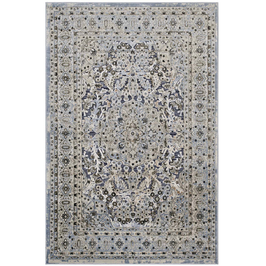 Monarch Mind 5x8 Area Rug, Blue & Cream