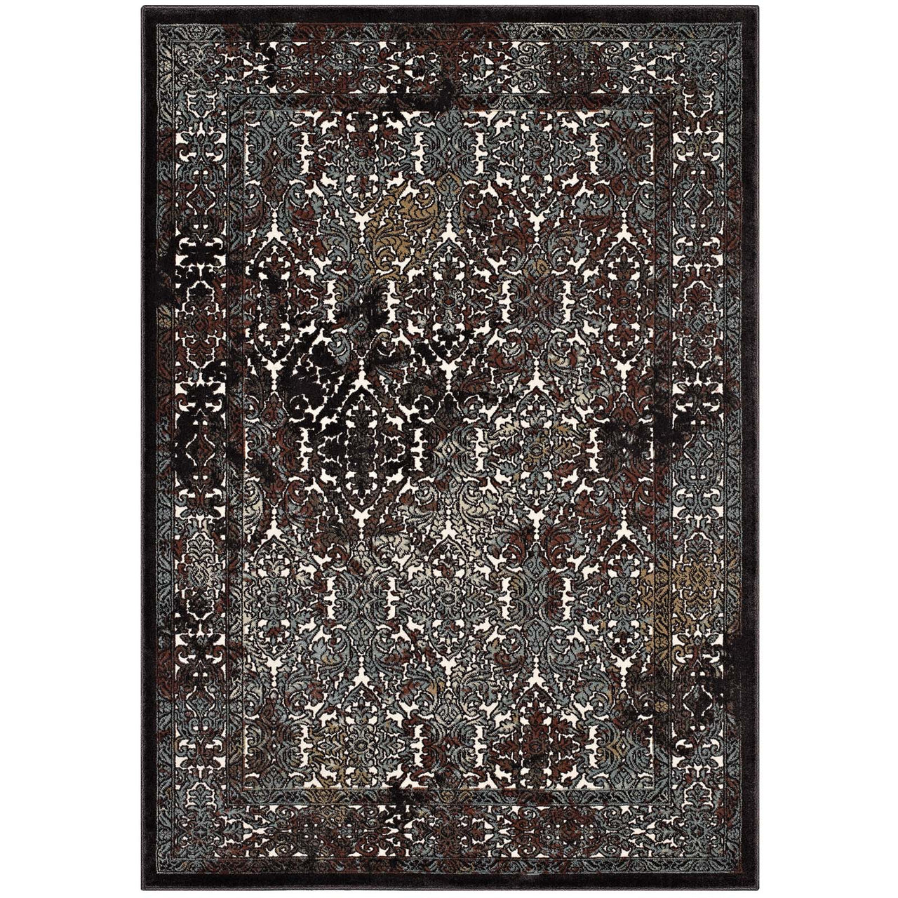Fioren Permeation 5x8 Area Rug, Dark Brown & Blue
