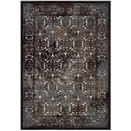 Fioren Permeation 5x8 Area Rug, Dark Brown & Blue