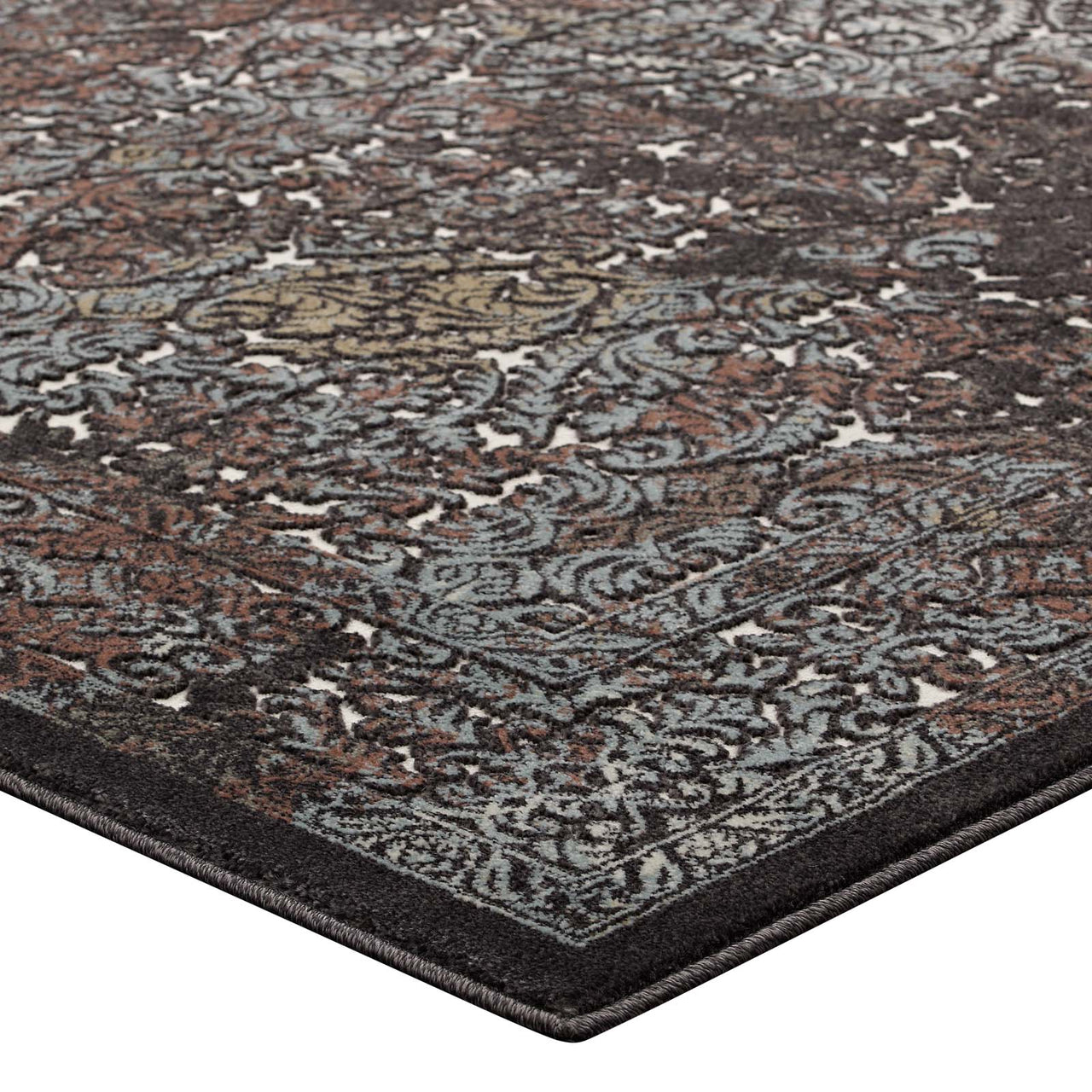 Fioren Permeation 5x8 Area Rug, Dark Brown & Blue