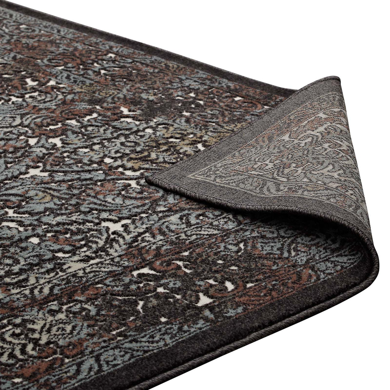 Fioren Permeation 5x8 Area Rug, Dark Brown & Blue
