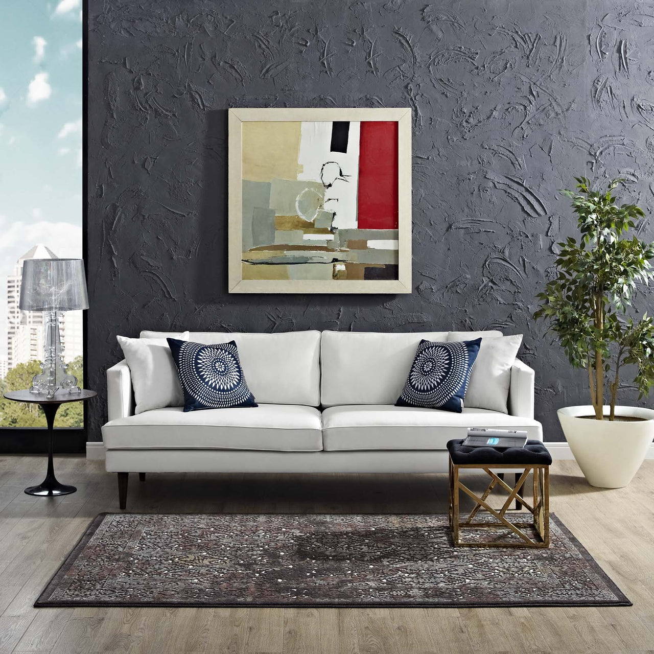Fioren Permeation 5x8 Area Rug, Dark Brown & Blue