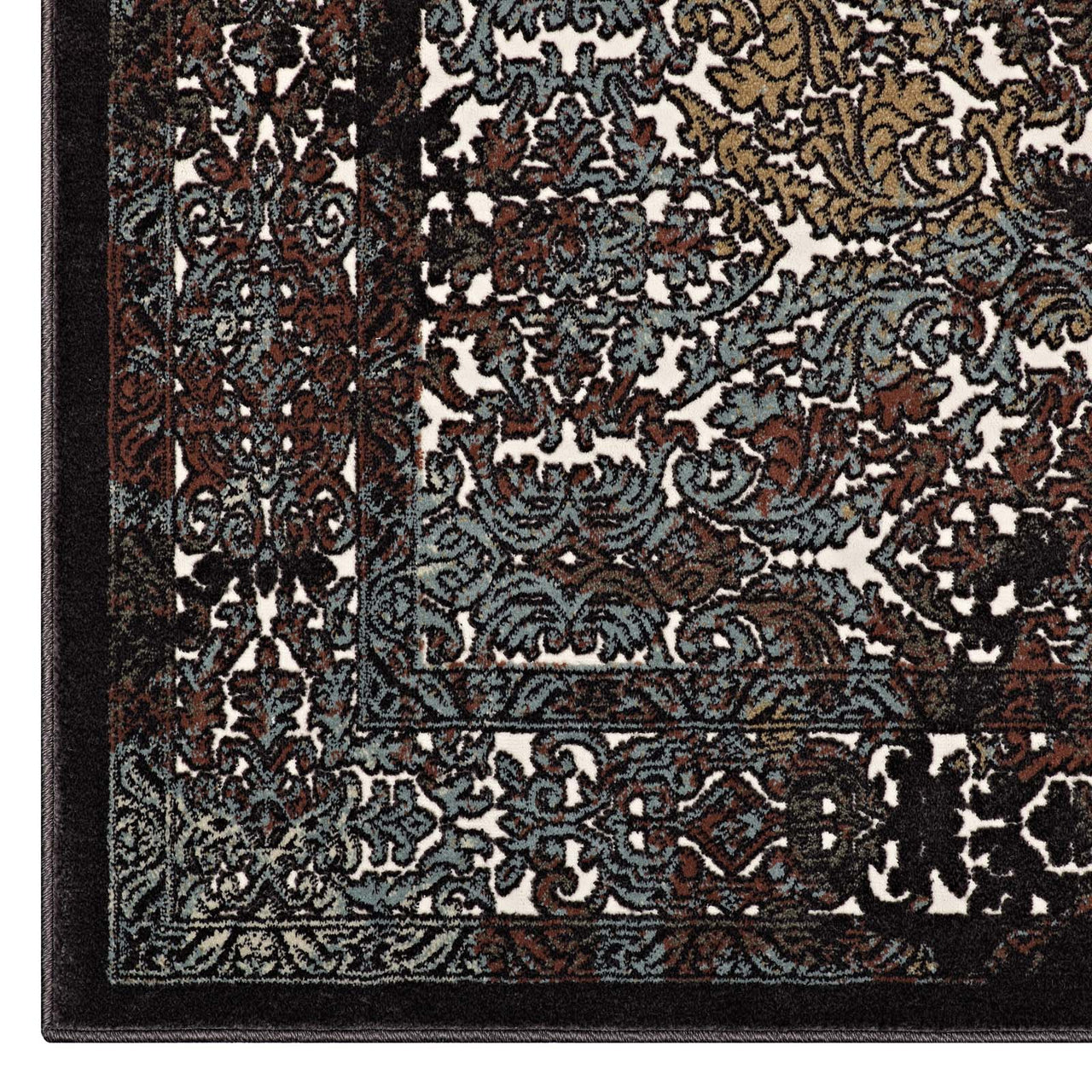 Fioren Permeation 8x10 Area Rug, Dark Brown & Blue
