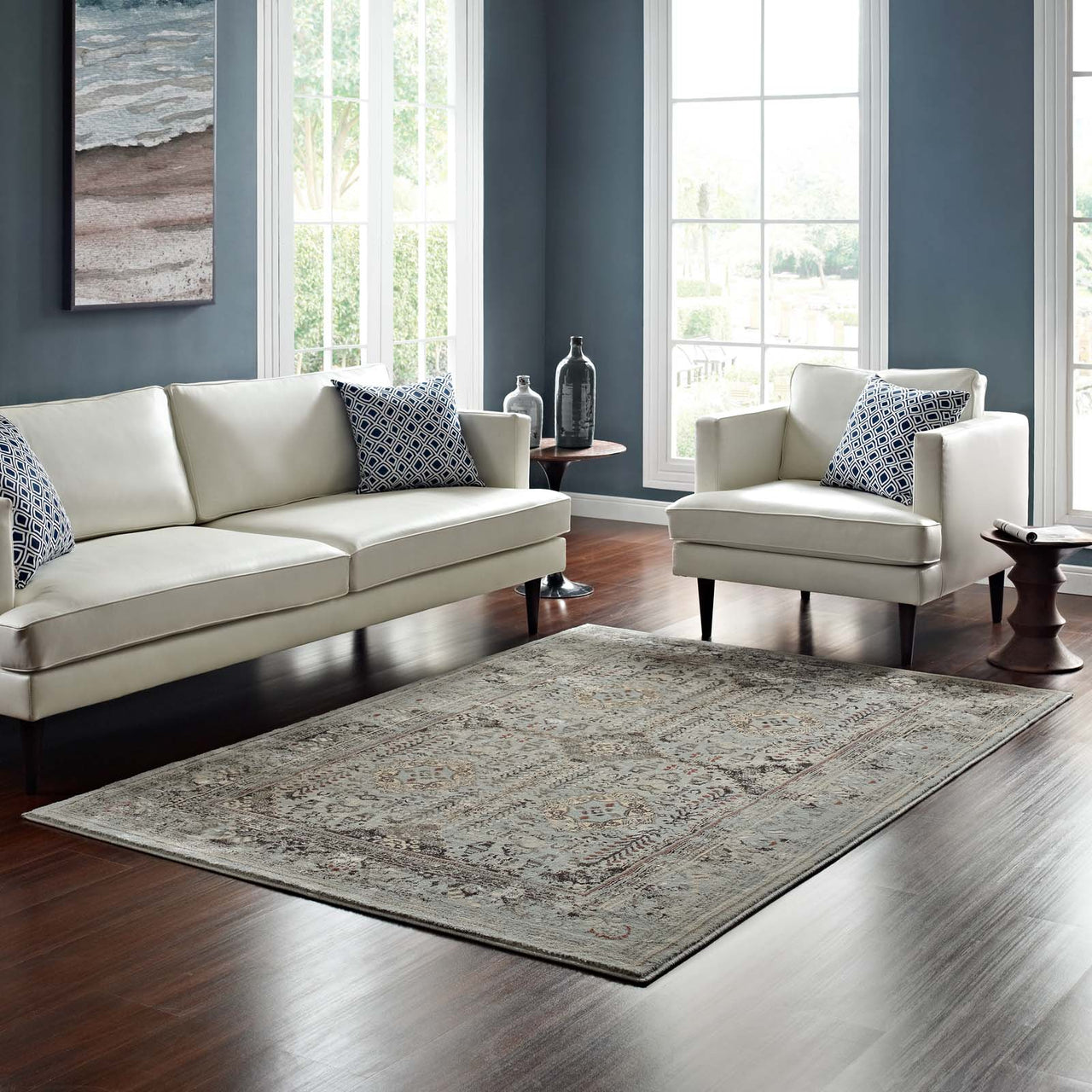 Four Winds 5x8 Area Rug, Brown & Blue