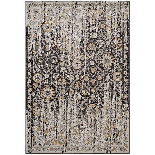 Antikythera Mechanism 5x8 Area Rug, Black & Beige