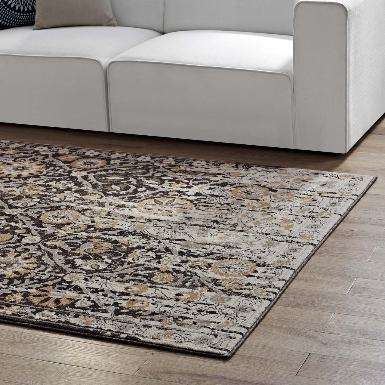 Antikythera Mechanism 5x8 Area Rug, Black & Beige