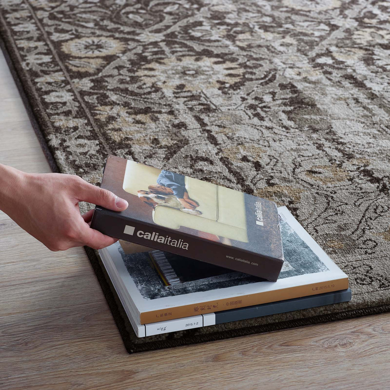 Antikythera Mechanism 8x10 Area Rug, Black & Beige