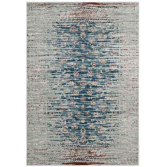 Residual Interference 5x8 Area Rug, Beige & Teal