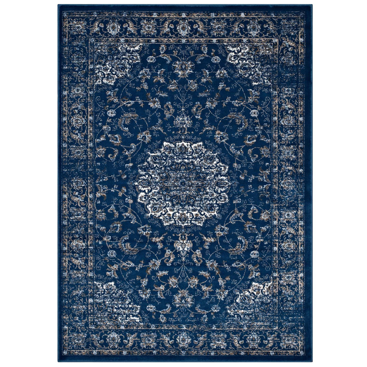 Chakra Vishuddha 5x8 Area Rug, Navy & Ivory