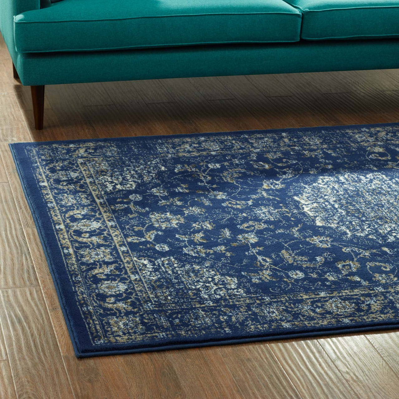Chakra Vishuddha 5x8 Area Rug, Navy & Ivory