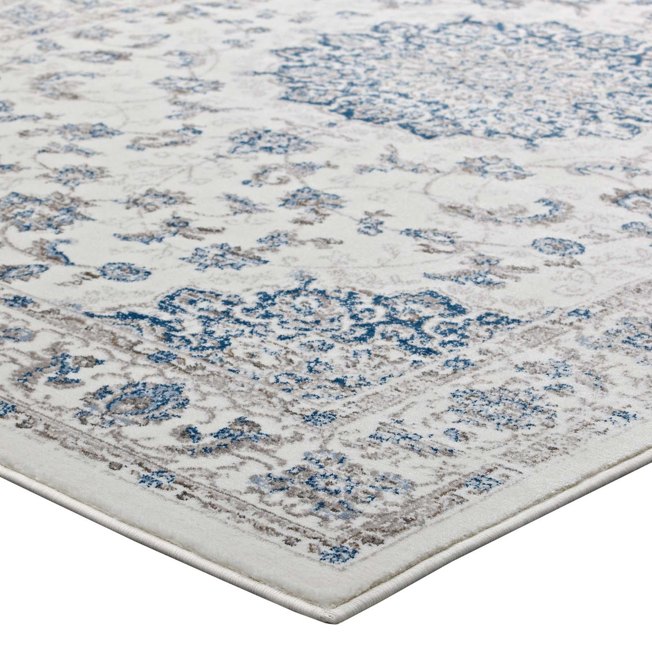Chakra Vishuddha 5x8 Area Rug, Ivory & Navy