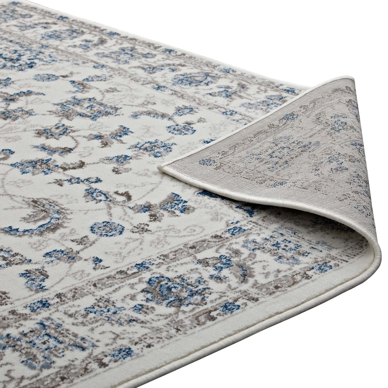 Chakra Vishuddha 5x8 Area Rug, Ivory & Navy