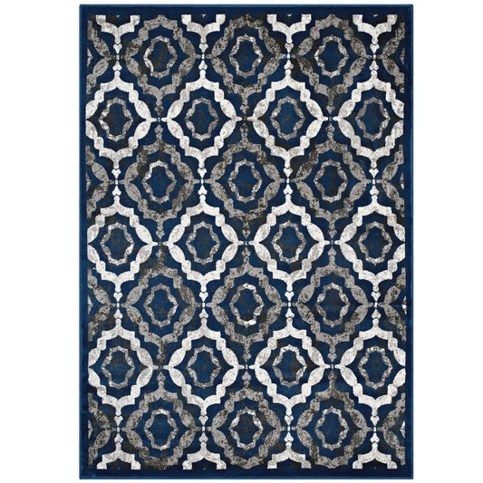 Vision 5x8 Area Rug, Ivory, Navy and Brown