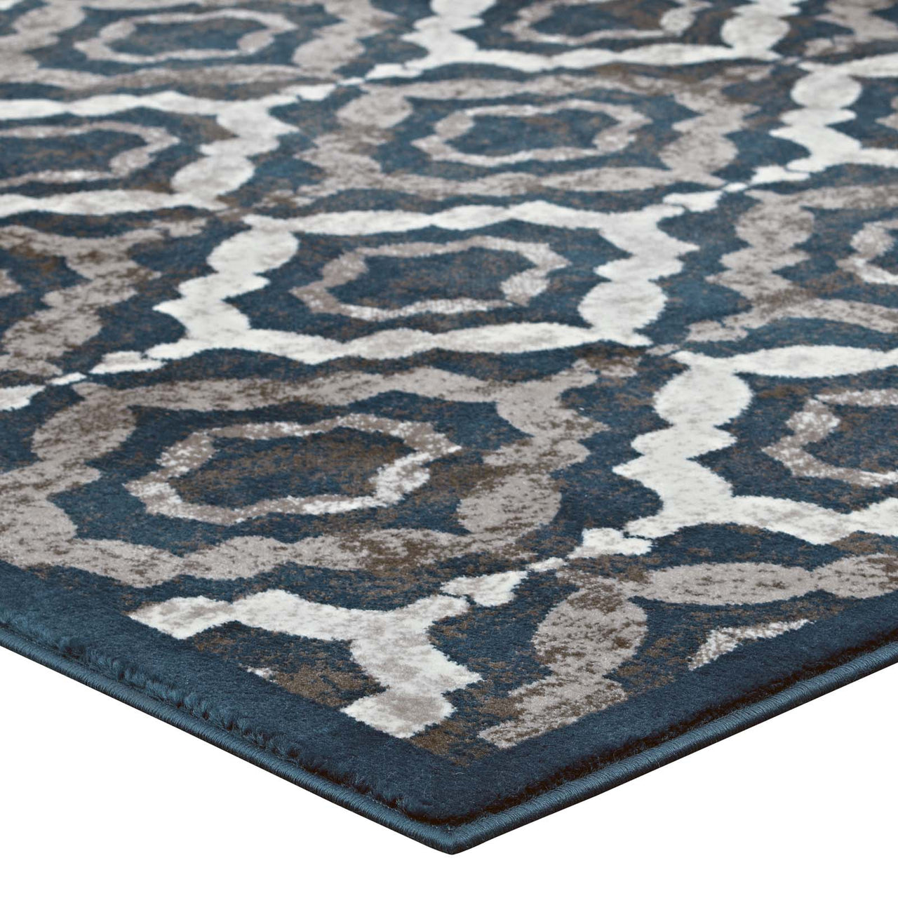 Vision 8x10 Area Rug, Ivory, Navy and Brown