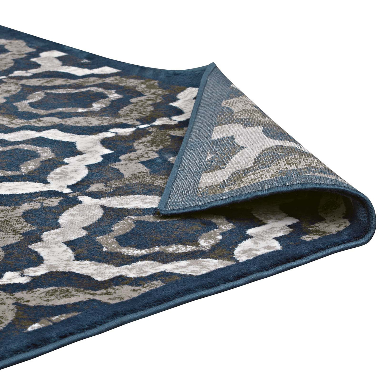 Vision 8x10 Area Rug, Ivory, Navy and Brown