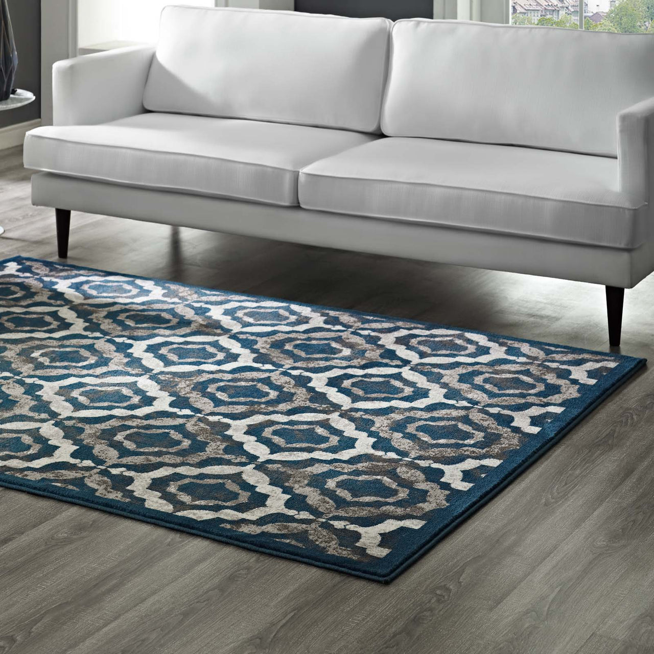 Vision 8x10 Area Rug, Ivory, Navy and Brown