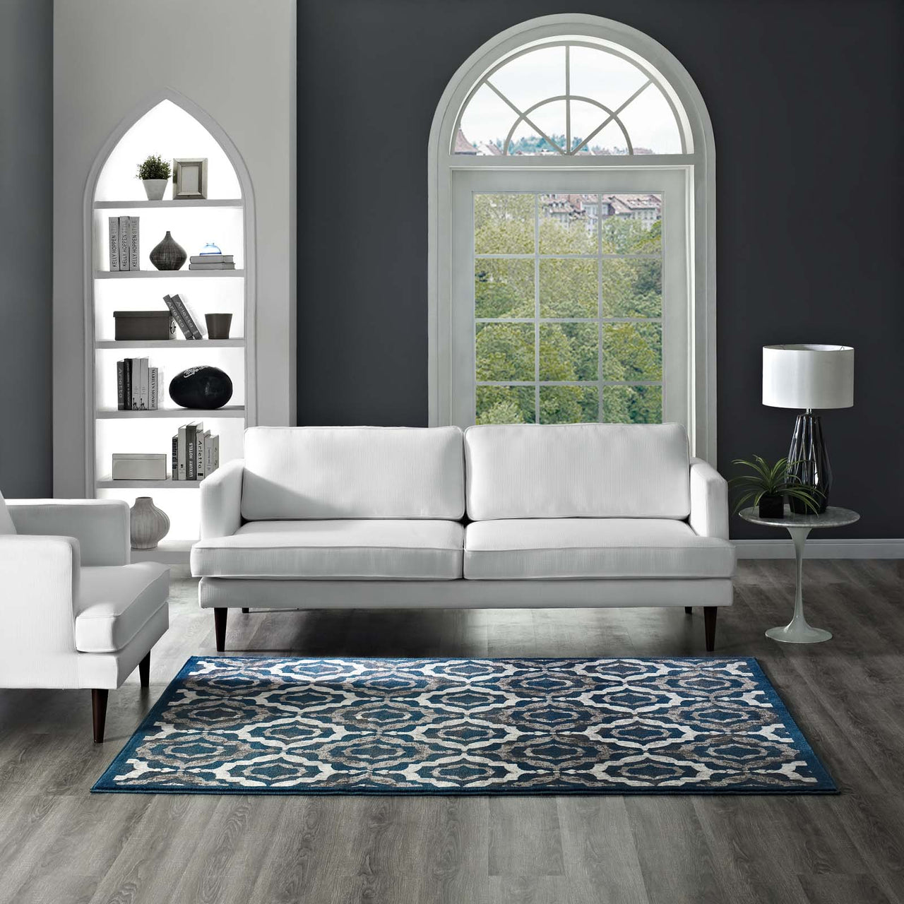 Vision 8x10 Area Rug, Ivory, Navy and Brown
