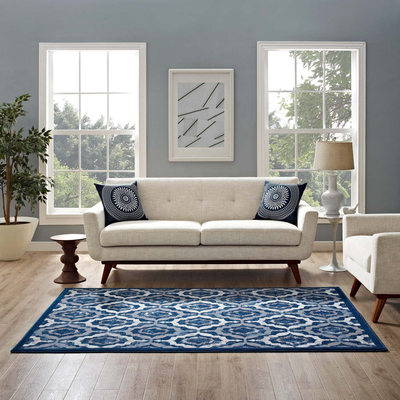 Vision 5x8 Area Rug, Beige & Navy