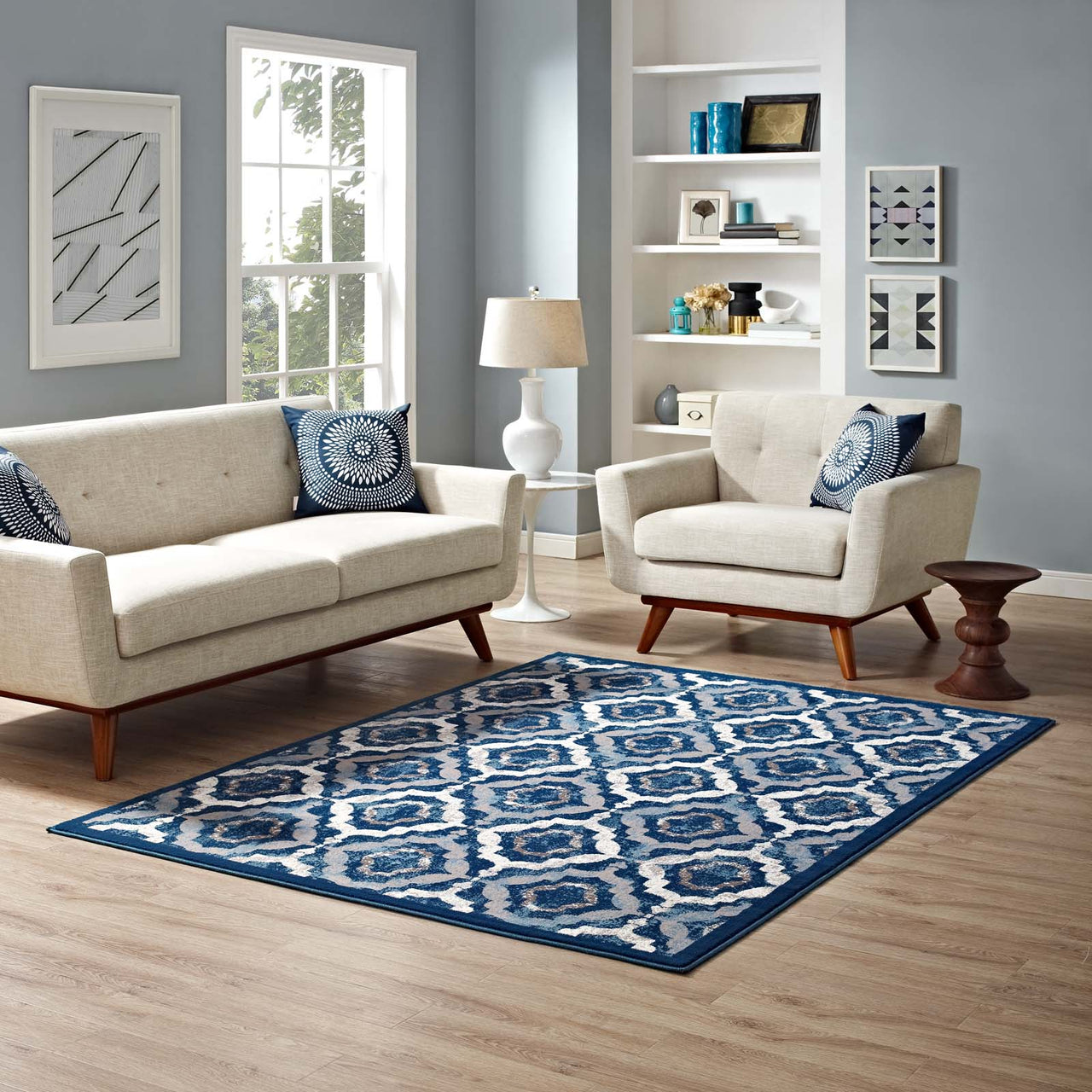 Vision 5x8 Area Rug, Beige & Navy