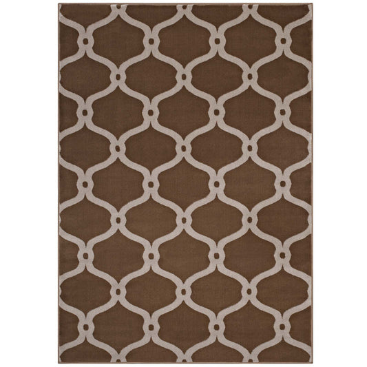 Calyndra Chain 5x8 Area Rug, Dark Tan & Beige