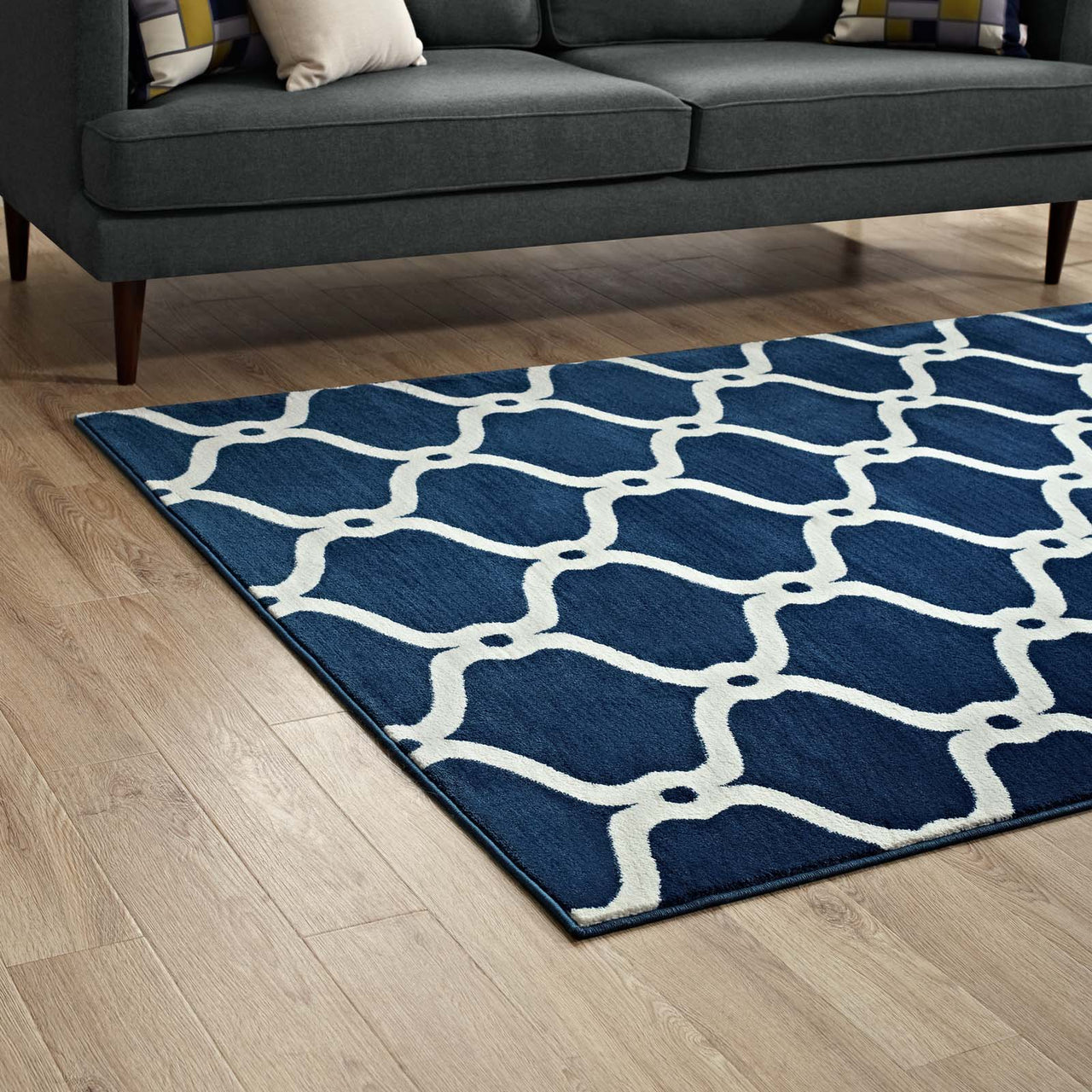 Calyndra Chain 8x10 Area Rug, Navy & Ivory