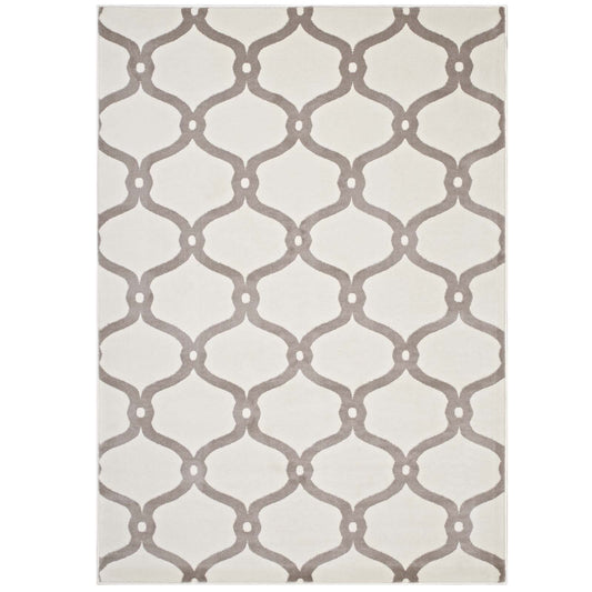 Calyndra Chain 5x8 Area Rug, Beige & Ivory