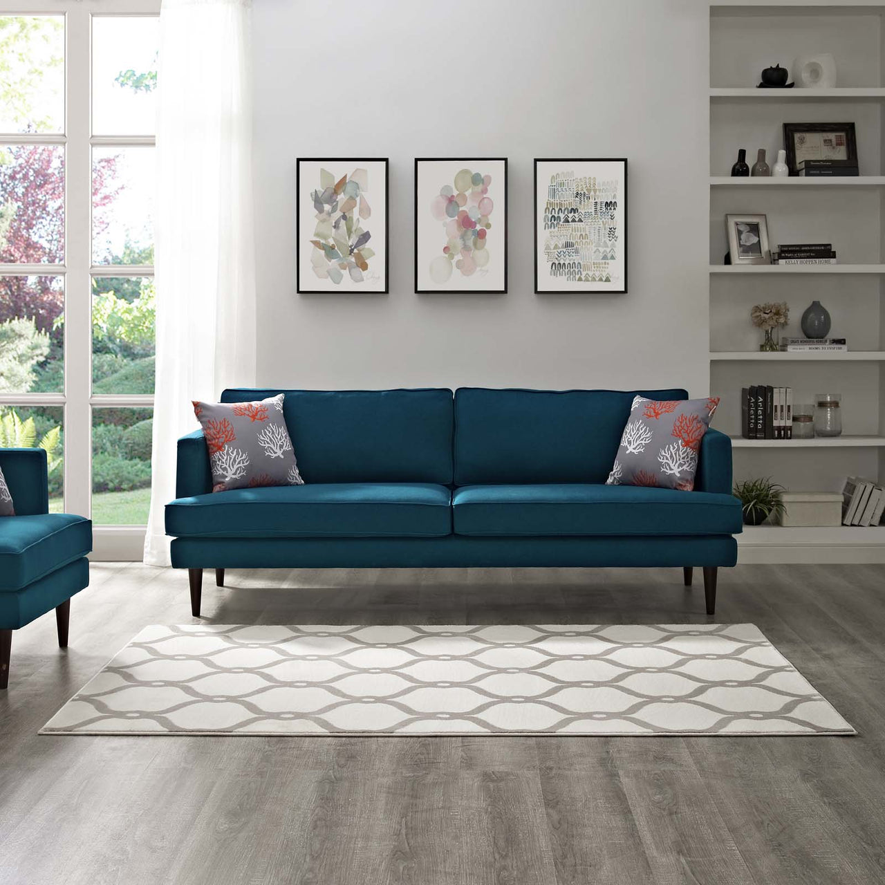 Calyndra Chain 5x8 Area Rug, Beige & Ivory